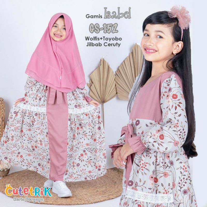 Gamis anak cutetrik/Gamis Isabel cutetrik/Gamis anak set hijab