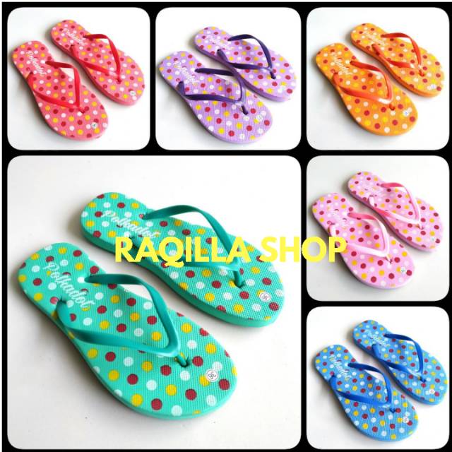 Raqilla Shop / Sandal jepit polkadot / sandal jepit wanita wanita polkadot