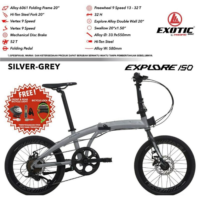 Sepeda Lipat 20 inch Explore 150 Alloy 27 Speed Double Disc