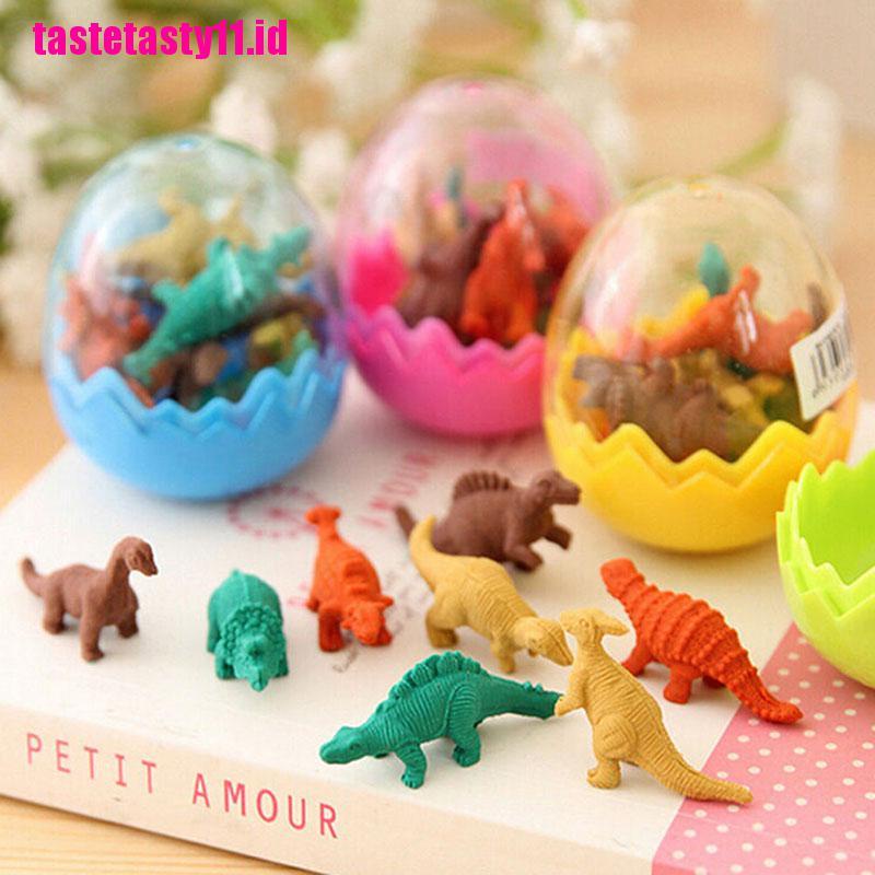 (TTID) 8pcs Penghapus Karet Bentuk Telur Dinosaurus Lucu Untuk Stationery Pelajar / Kantor