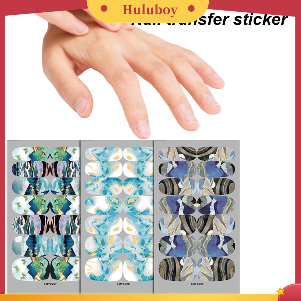 Huluboy Huluboy♡ Stiker Kuku Motif Marmer 12 Warna Untuk Nail Art