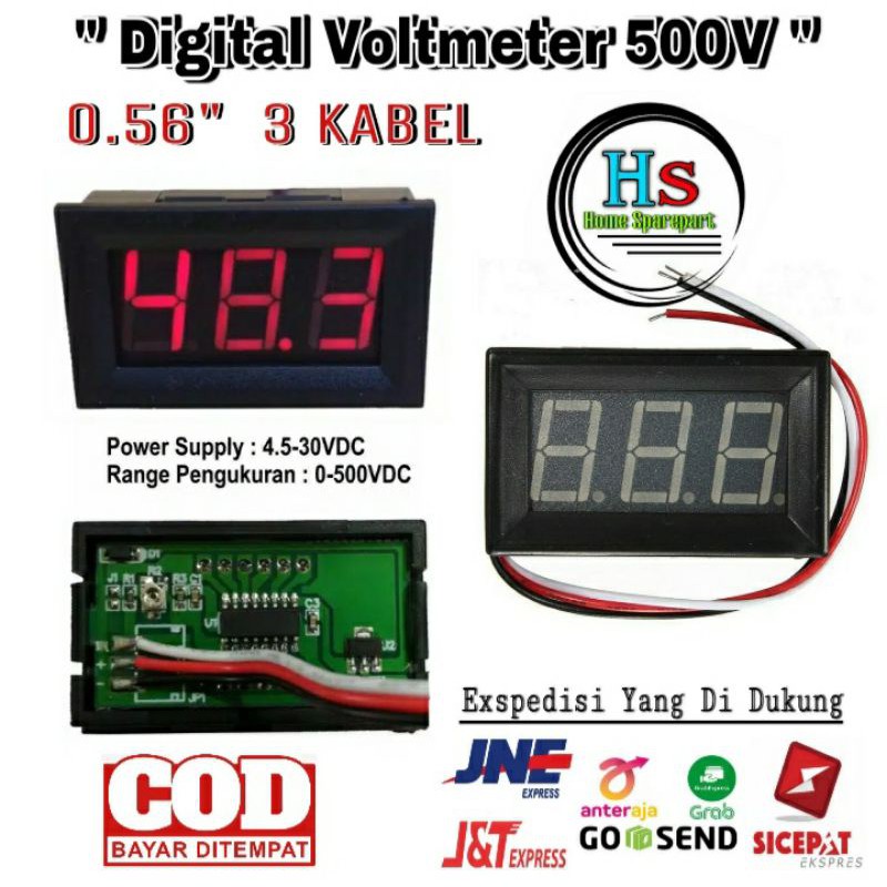 Voltmeter DC 500V / Digital Voltmeter 0-500V DC / Voltmeter Digital 500V DC Termurah