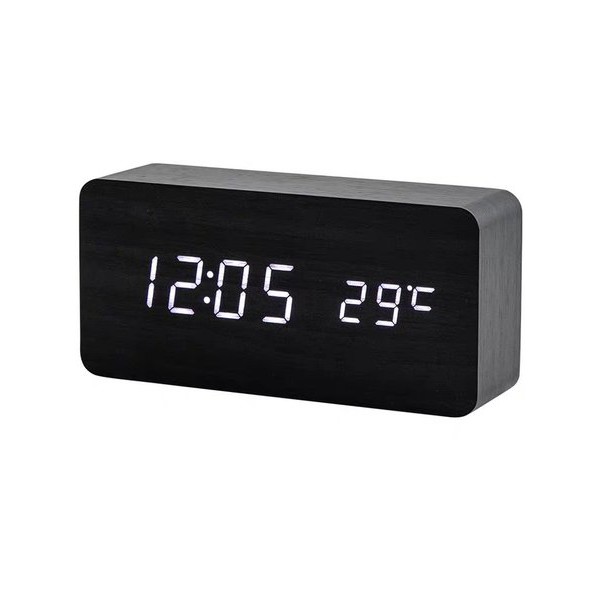 Jam Meja Kayu Digital Led Weker Digital Wood Alarm LED Clock