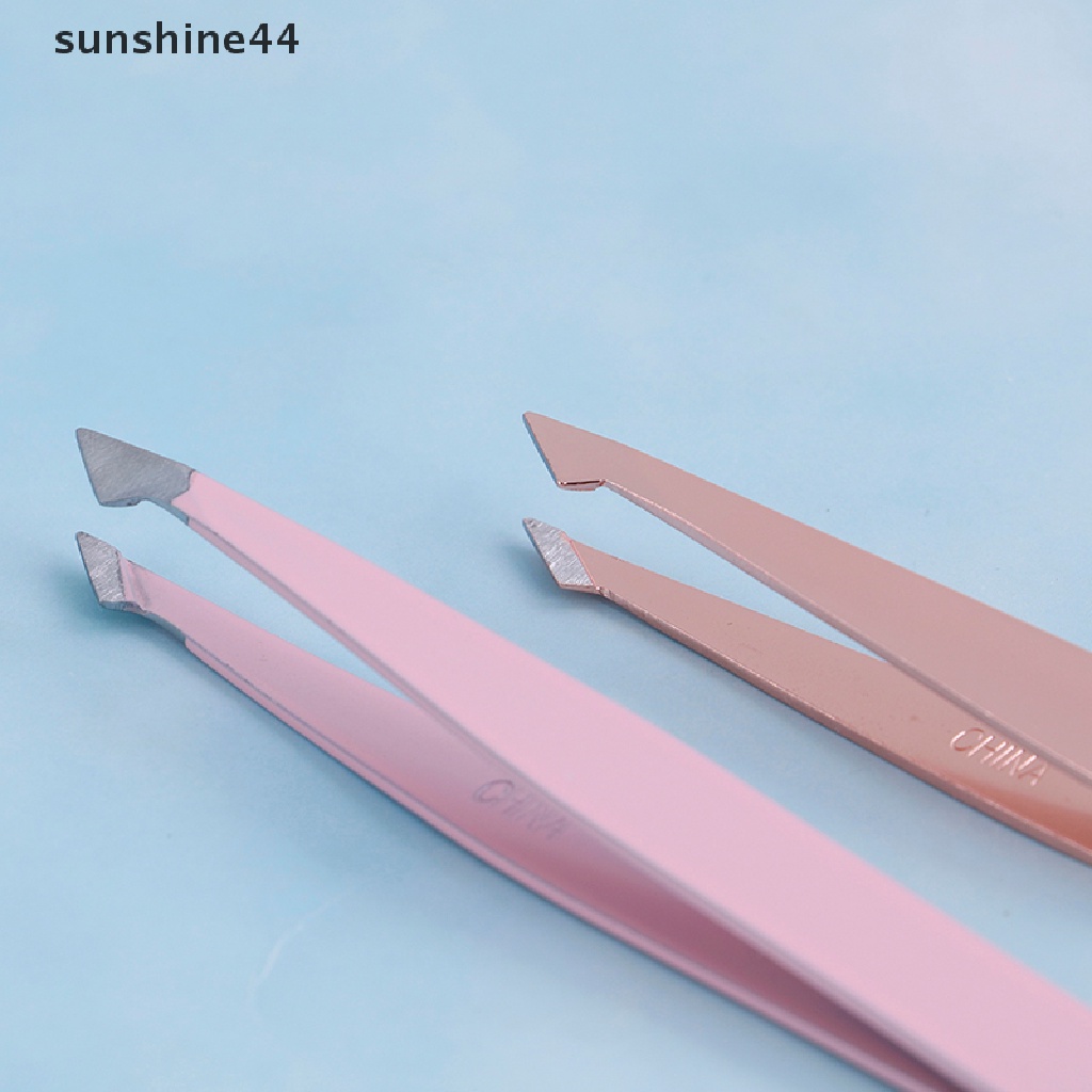 Sunshine Pinset Stainless Steel Ujung Miring Untuk Merapikan Alis