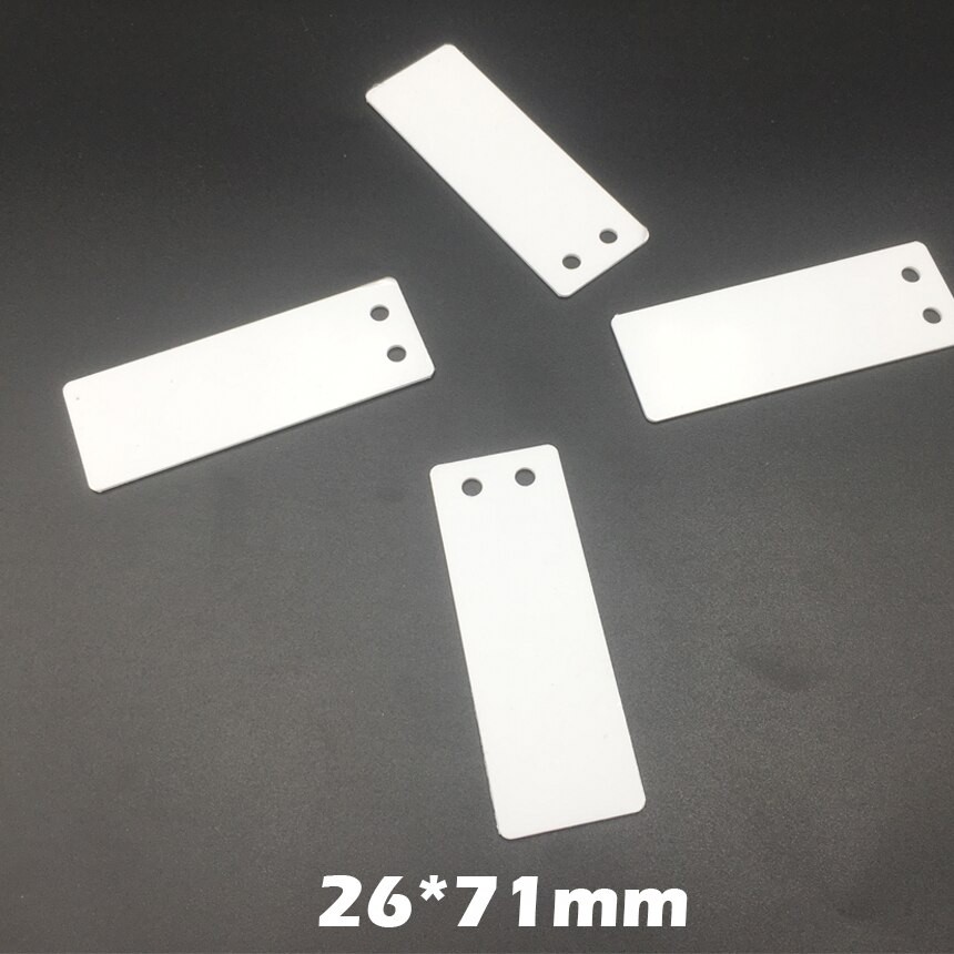 

100pcs/Lot 26x71mm 2671 White PVC Rectangle 2 holes Printer Blank Label Brand Identified Mark