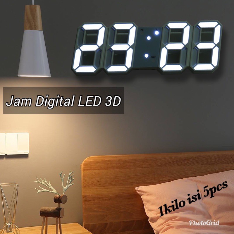jam dinding digital led 3d gaya modern untuk dekorasi ruang tamu