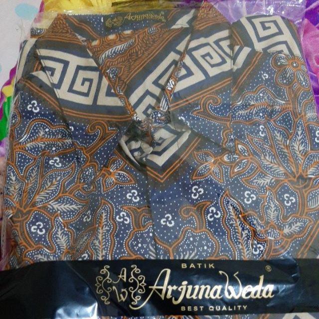 Arjuna Weda Kemeja Batik Border Banji - Biru