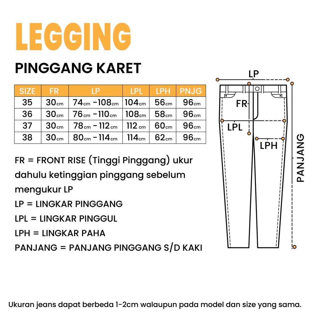 WINAGA- Legging Jeans Super Jumbo Big Size Wanita Stretch Pinggang Karet