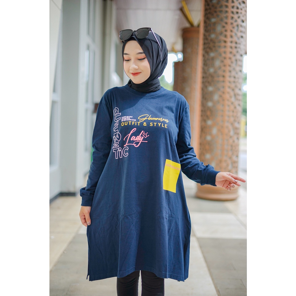 BAJU KAOS ATASAN LENGAN PANJANG KAOS LONG TUNIK WANITA MUSLIMAH TERLARIS KEKINIAN ZOLAQU KEKINIAN RE