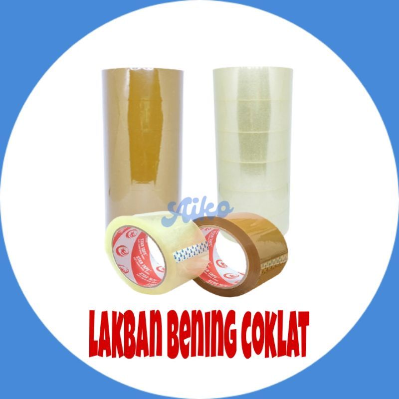 

0Lakban bening / coklat 100yrd/72yrd/lakban fragile merah putih
