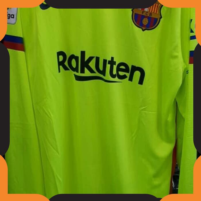 {COD}434  JERSEY  BOLA BIG SIZE JUMBO XXXL 3XL BARCELONA_ AWAY LONG SLEEVE 2018/2019 COLLAR SPORTY