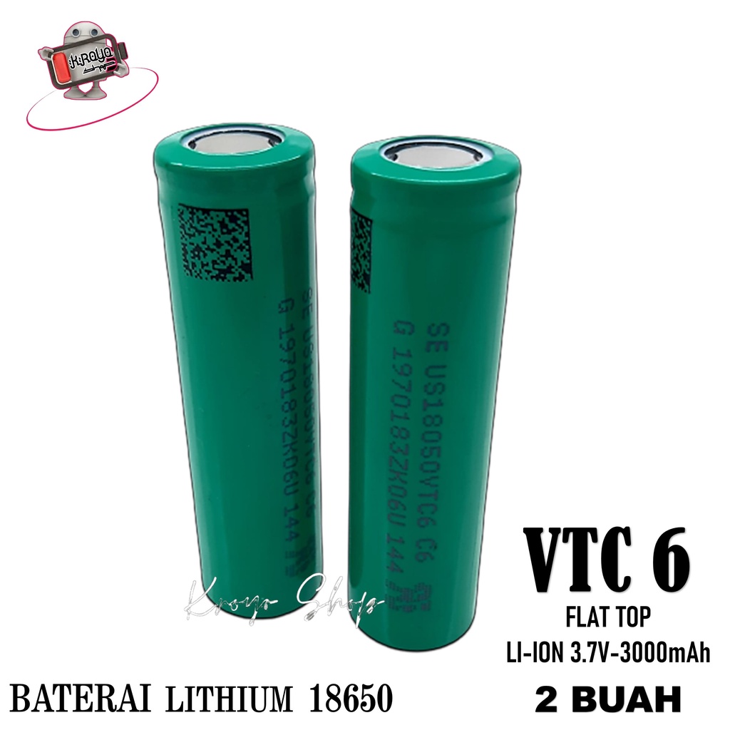 Baterai Lithium 18650 Bisa Di Cas Li-Ion 3.7V-3000mAh Isi 2 Pcs