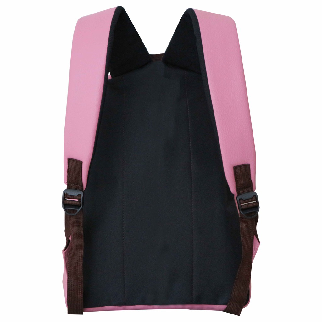 Tas Ransel Wanita Espirit Saku Pink Bagus Backpack Kulit Kekinian Fashionable