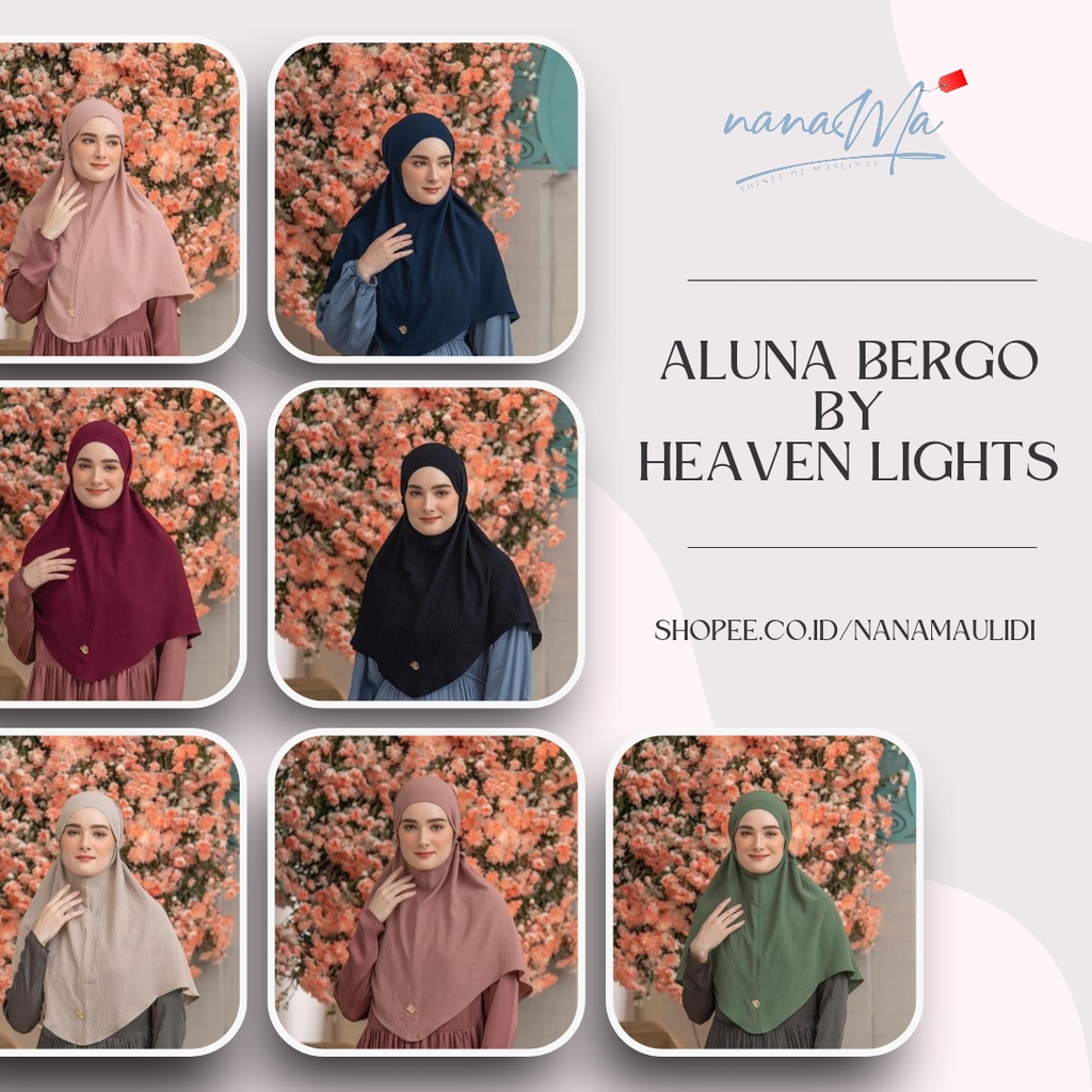 Heaven Lights Aluna Bergo Black | Navy | Nori | Rose Taupe | Scarlet | Dove | Mocca | Toffee | Dusty