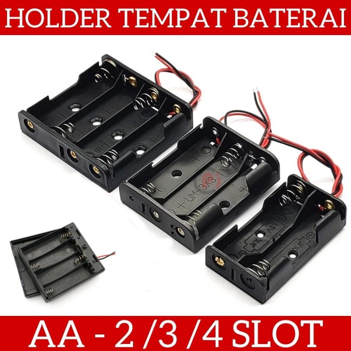 Holder Dudukan Tempat Kotak Baterai AA 1.5V 2 3 4 Slot Switch / Polos