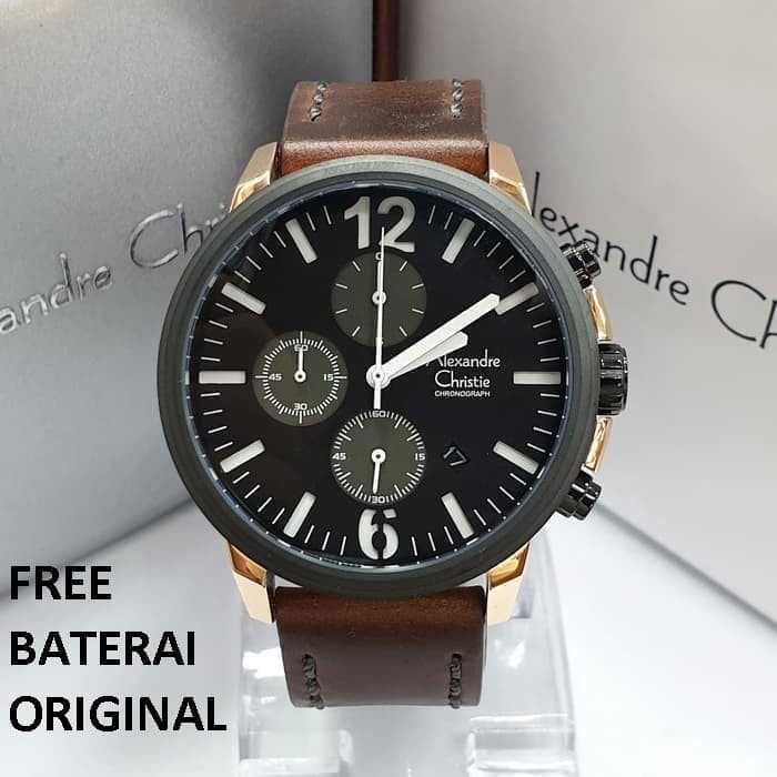 [Free Baterai] JAM TANGAN PRIA ALEXANDRE CHRISTIE AC 6267 LEATHER ORIGINAL GARANSI RESMI 1 TAHUN