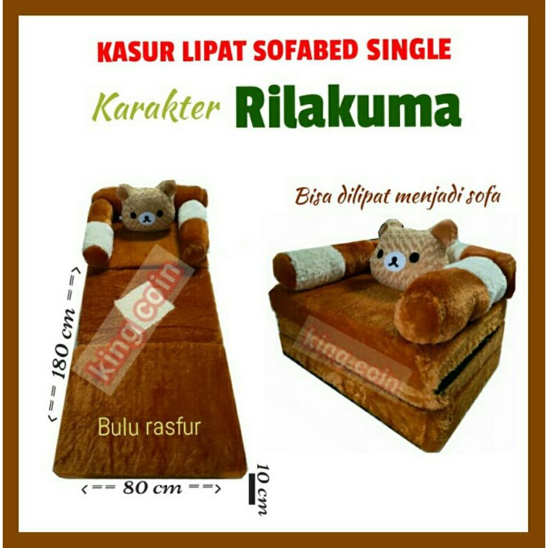 Kasur Lipat Karakter Bulu Rasfur Sofa Bed Anak Single Murah