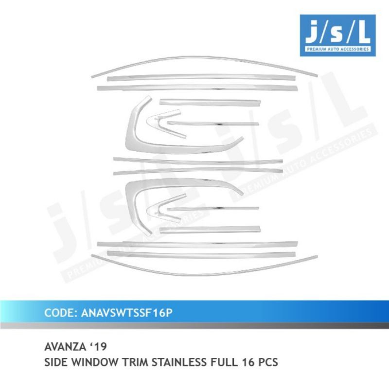 JSL Lis Kaca Samping All New Avanza Side Window Trim Stainless 16Pcs C