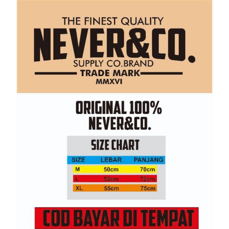 KAOS BASIC TSHIRT SABLON 100% ORIGINAL NEVER&amp;CO BIGHAND