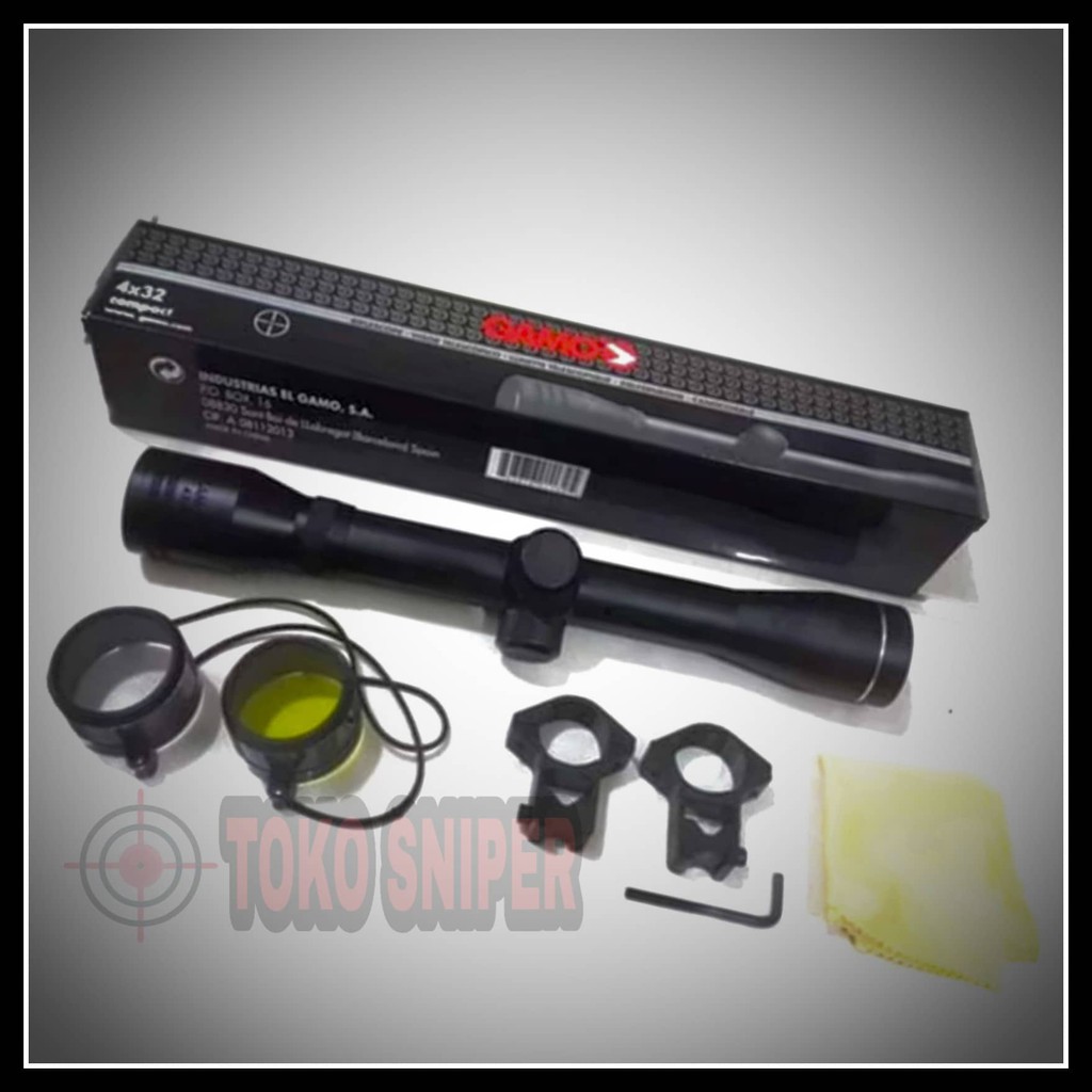 Telescope gamo 4X32 fix zoom tele gamo Sepaket Monting teleskope gamo 4x32 Lensa scope gamo jernih