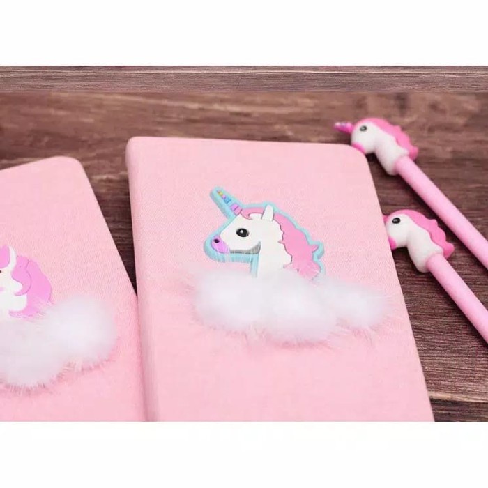 

tulis-alat-paket- set note book pena pulpen unicorn katkus - unicorn biru -paket-alat-tulis.