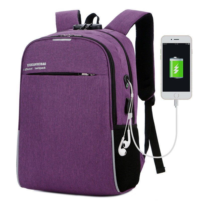 Tas Ransel Backpack KUNCI Nomor SECURITY LOCK Korea Fashion Waterproo USB Port + Lubang Earphone