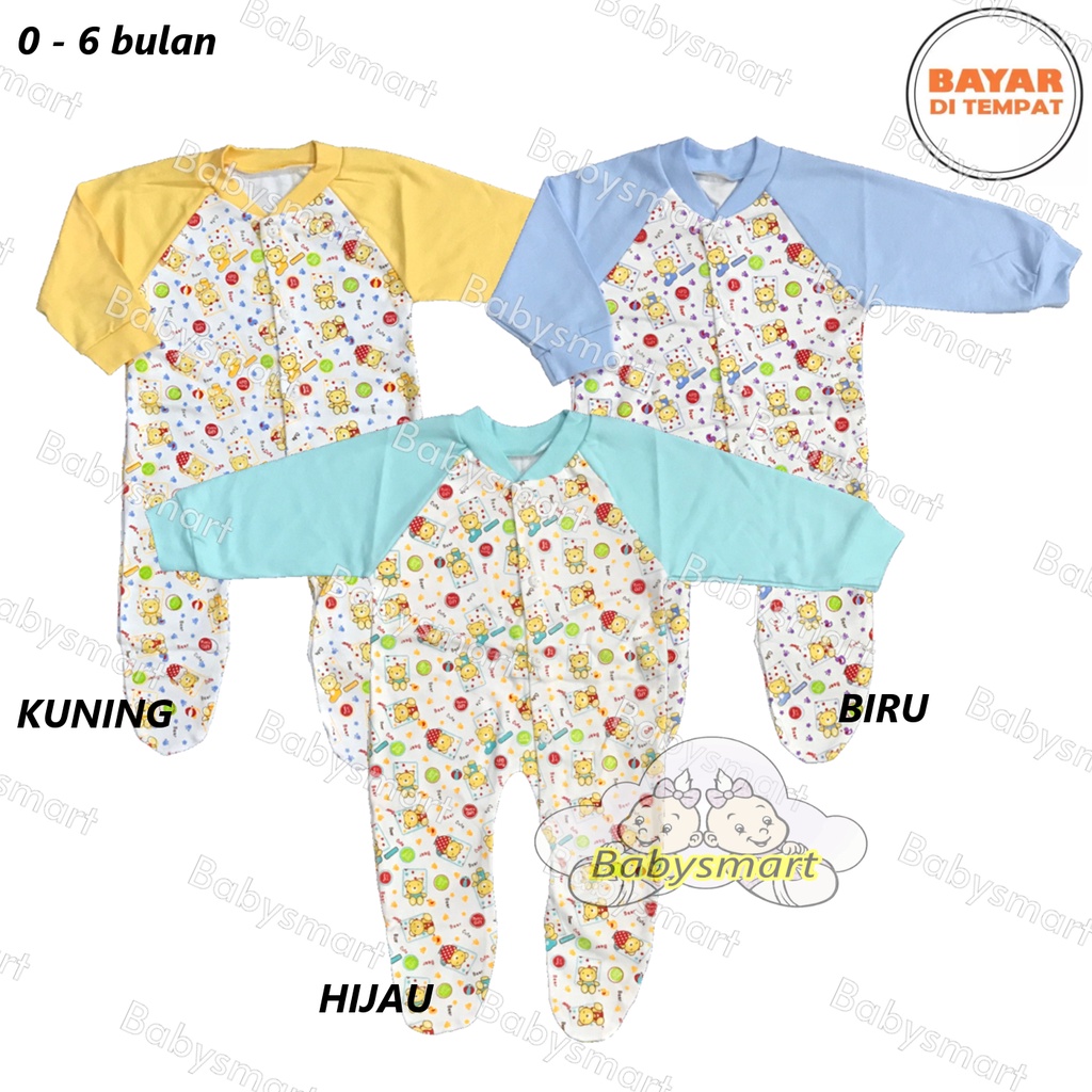 Babysmart - Baju Bayi model Jumper/Jumsuit/Sleepsuit motif BEAR MOM'S GIFT usia 0 - 6 bulan SNI 100% katun