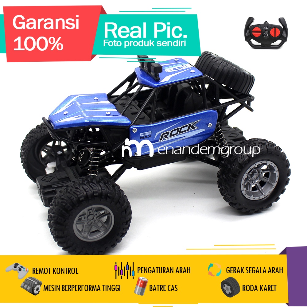 Maian Mobil Remot Kontrol Rc Climbing Offroad Body Besi Batre Cas Roda Karet