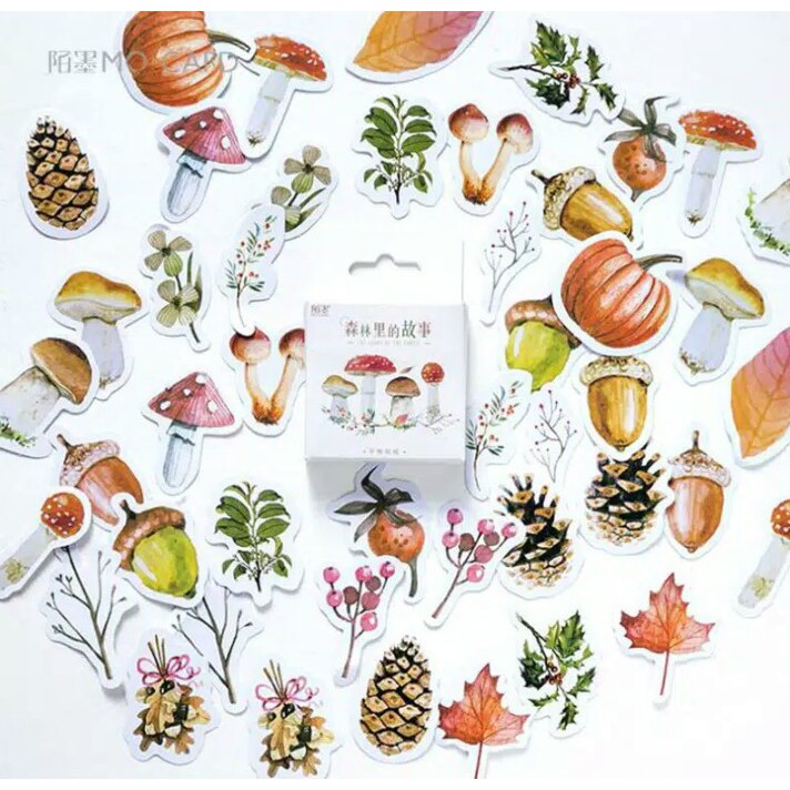 

46pcs aesthetic stiker box forest story lucu utk dekorasi scrapbook/album