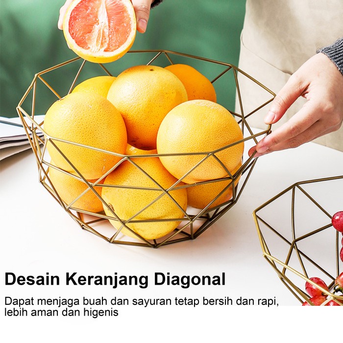 Tempat Keranjang Buah Nordic Diagonal Metal Fruit Basket Big Size