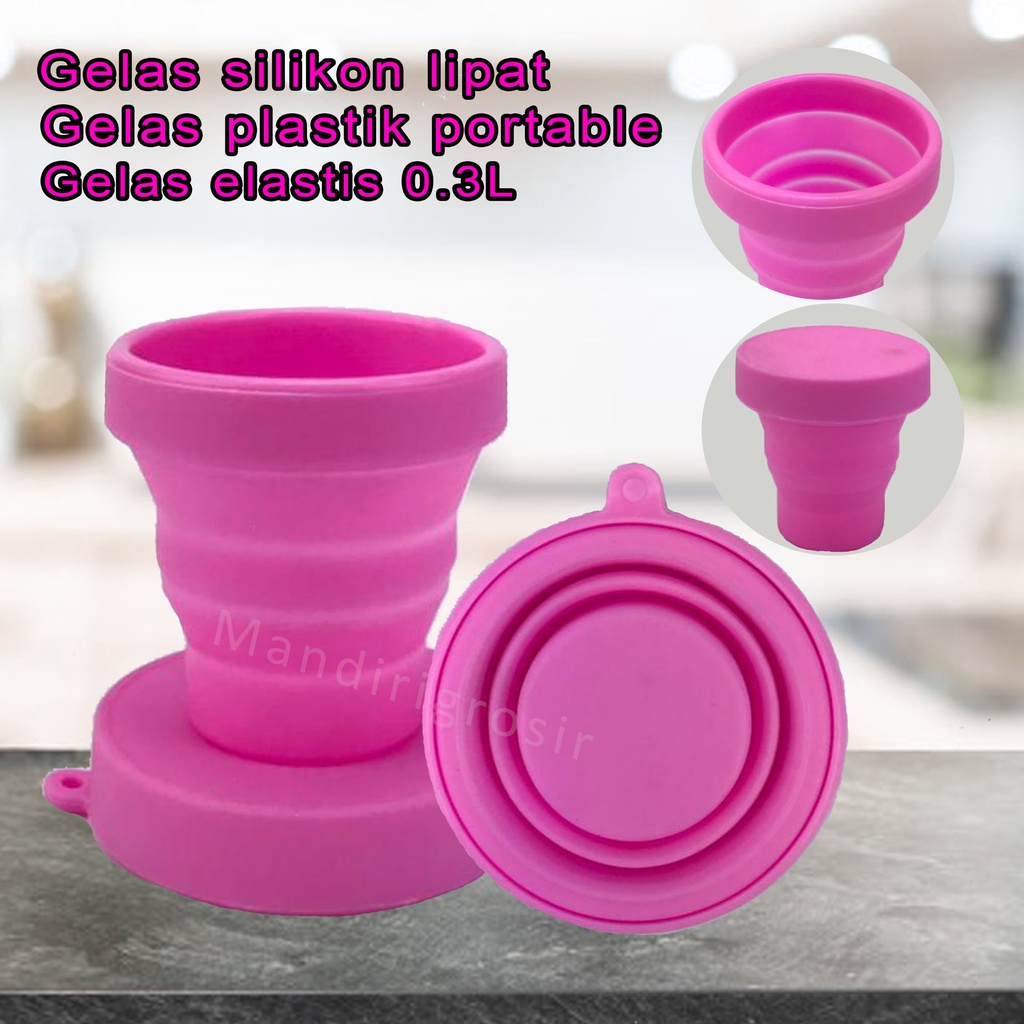 Gelas lipat * gelas lipat plastik portable polos * Gelas elastis * Pink 0.3 Liter