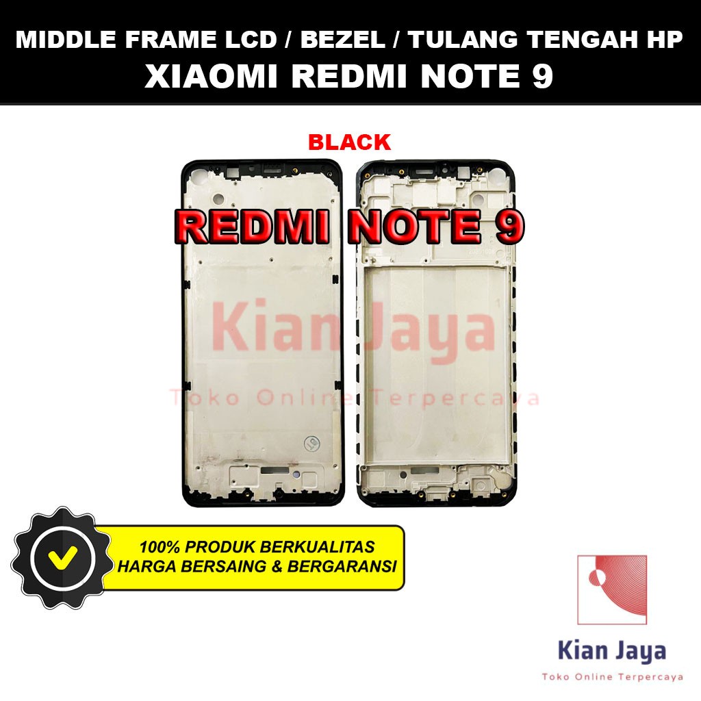 Middle Frame LCD Handphone Xiaomi Redmi Note 9 Tulang Casing Tatakan Bezel Bazel Hp