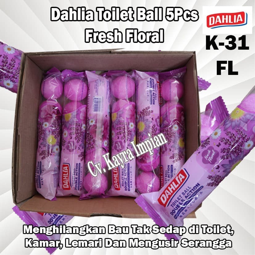 Dahlia Toilet Ball Aromatic Green K-31FL 5pcs Kamper Bola Dahlia