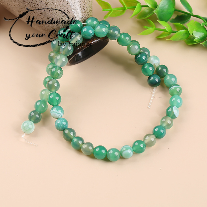 Batu Alam Natural Crystal Green Stripe Agate Loose Beads