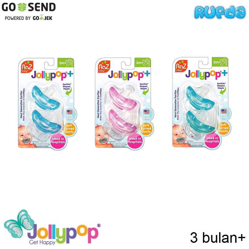 RaZbaby Jollypop+ Plus 3m Pacifier Empeng Bayi Silikon Hospital Grade