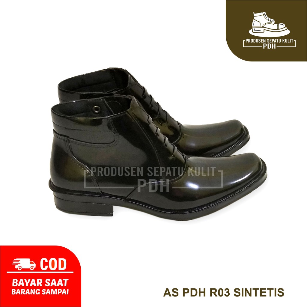 SEPATU PDH PRIA MENGKILAP KILAP TANPA TALI TINGGI SEPATU KANTOR TNI POLISI SATPAM SECURITY PANTOFEL PRIA KULIT