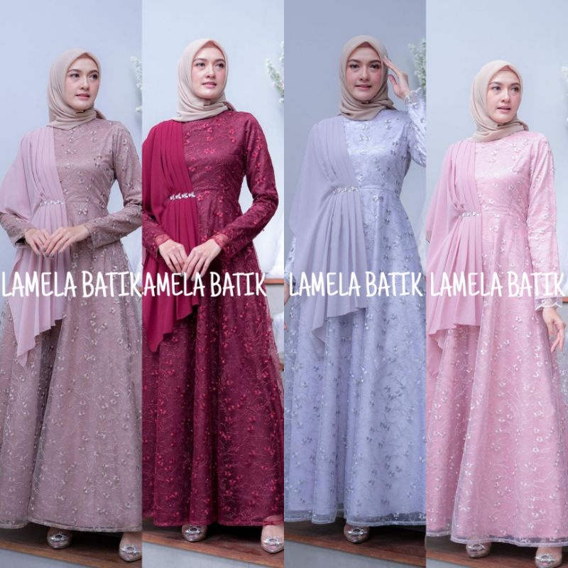 (FREE HIJAB) Dress amalia batik couple gamis modern (Raya collection)