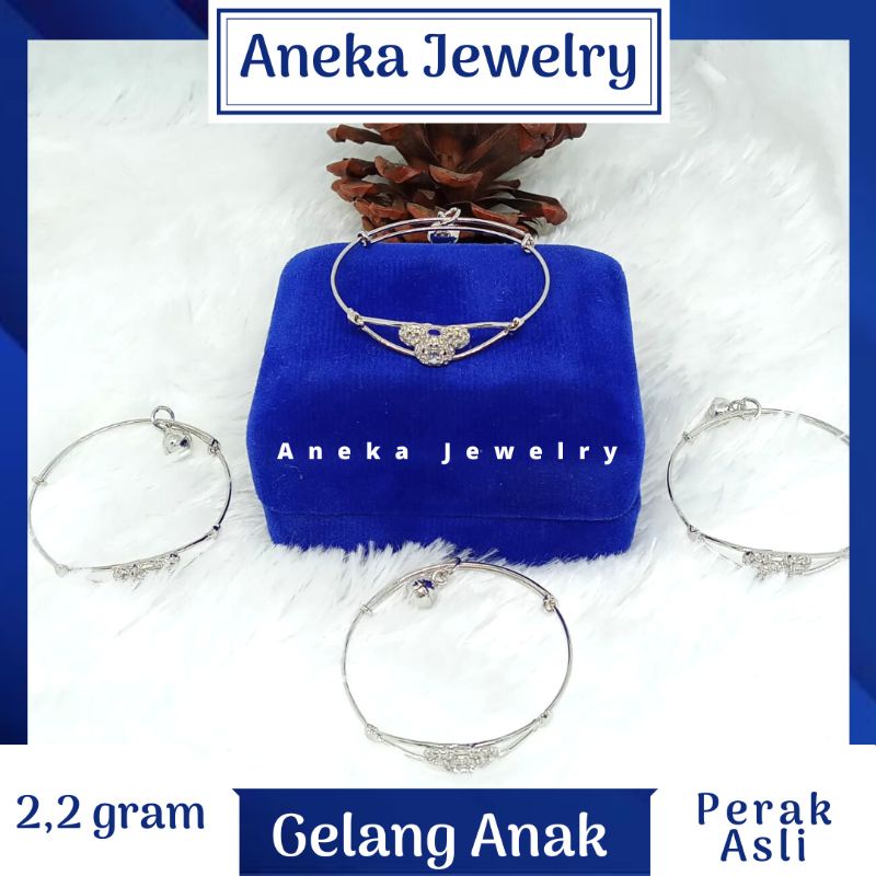 Gelang Anak Slot Mata2, Perak 925, Lapis Emas Putih