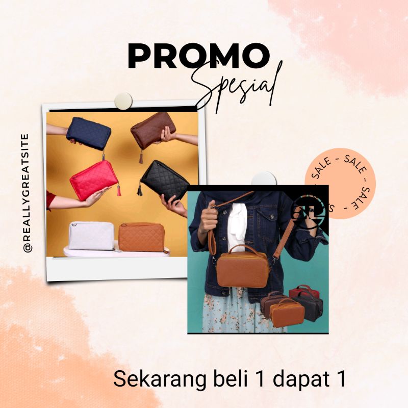 Handbag Wanita Multifungsi Tas Selempang Kiara Desain Cantik Elegant Dompet HP Casual Bahan PU Leath