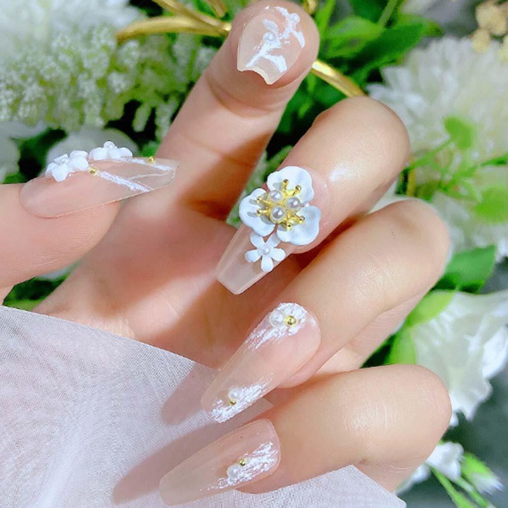 Mxbeauty Perhiasan Bunga Nail Art Jepang Manicure Aksesoris Tiga Kelopak Bunga DIY Desain Nail Art