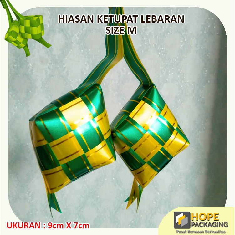 Hiasan Ketupat lebaran Pita Satin Besar/Hiasan Pita Lebaran/Hiasan Hampers 9x7 cm