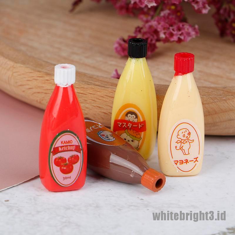 (white3) Miniatur Kecap / Selai / Saus / Cokelat Skala 1: 12 Untuk Dekorasi Dapur Rumah Boneka