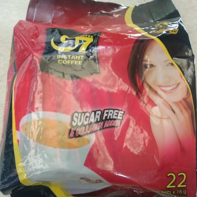 Jual kopi g7 instant coffee 3 in 1 sugar free and collagen added