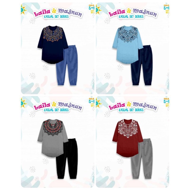 SETELAN BAJU ANAK LAKI LAKI SIZE 10-18 TAHUN - CASUAL SET LAILA MAJNUN BY PICCOLINO