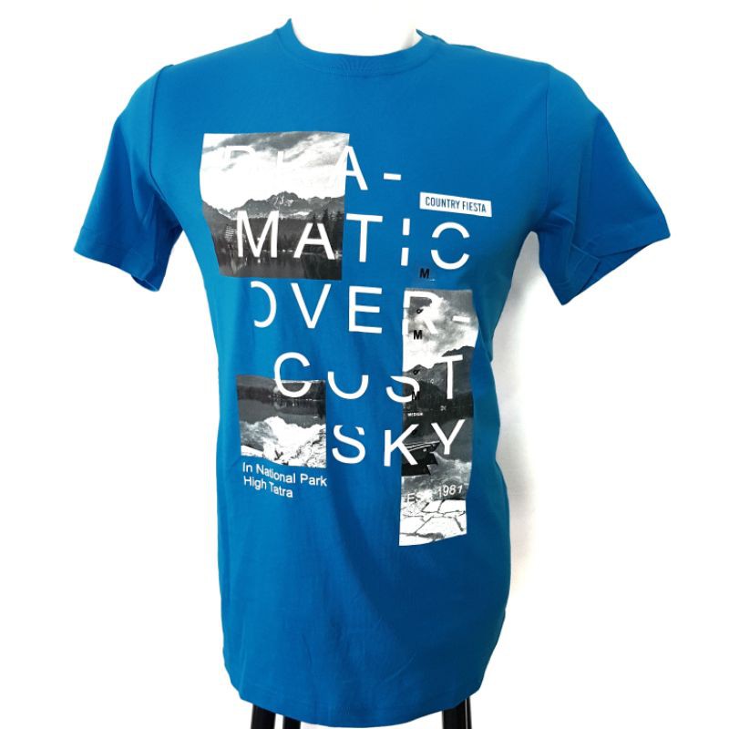 COUNTRY FIESTA ORIGINAL /KAOS CF / T-SHIRT CF - Kaos Oblong Pria Lengan Pendek Warna Biru