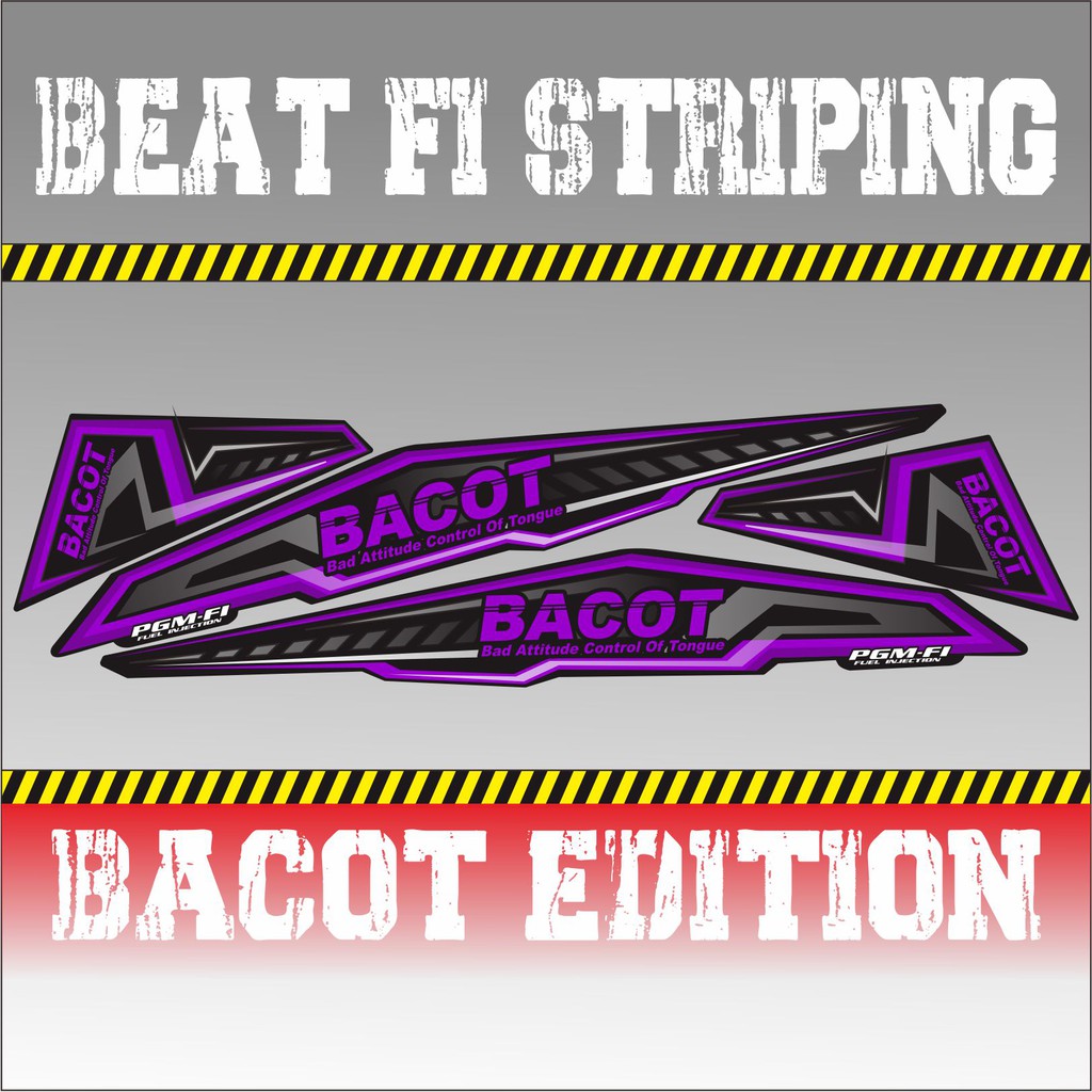 STRIPING VARIASI BEAT FI BACOT EDITION BACOT - STICKER BACOT- STRIPING VARIASI BEAT FI UNGU