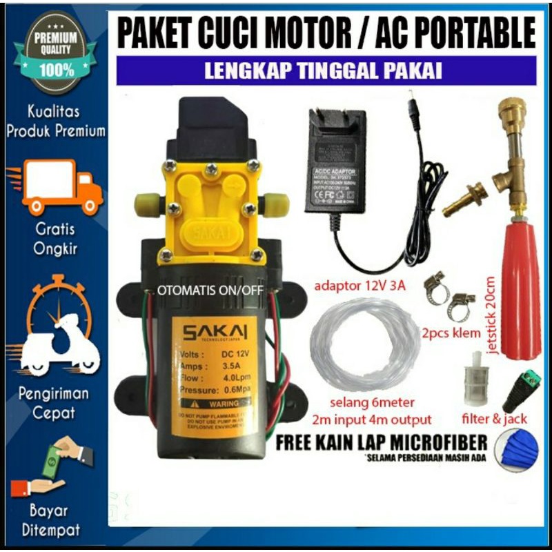 Alat Cuci Motor AC Portable - Pompa Sakai Otomatis ON/OFF