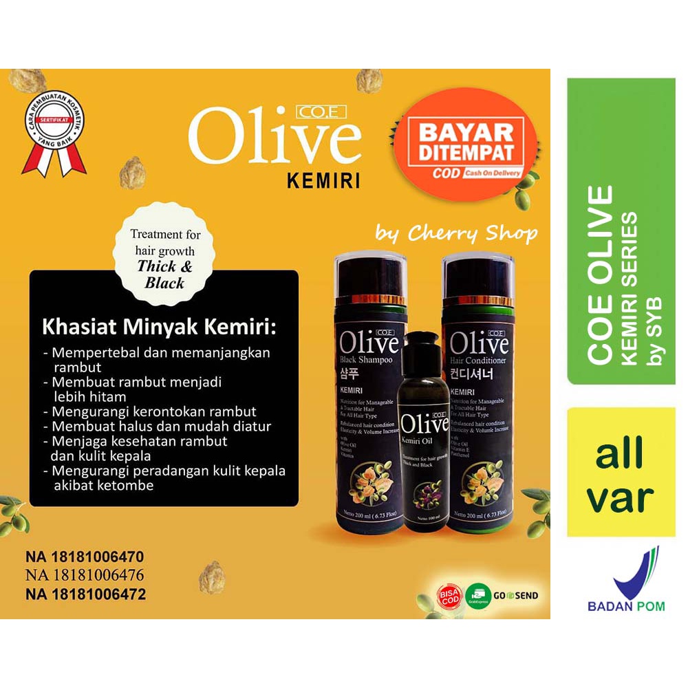 [BPOM] CO.E COE OLIVE KEMIRI SERIES | SHAMPOO SHAMPO | CONDITIONER KONDISIONER | MINYAK KEMIRI 100ML