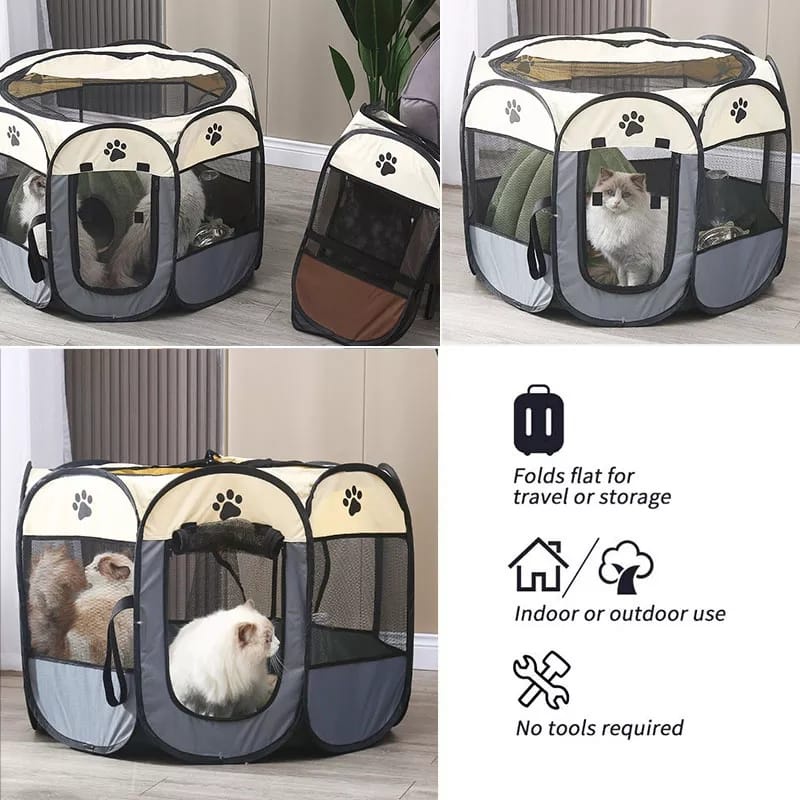Kandang Lipat Tenda Hewan Big Size Portable Pet Cage Folding Pet Tent Octagonal-5