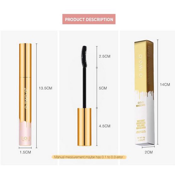 O.TWO.O Gold Mascara Waterproof Long Lasting Curling